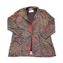 Michael Taylor Coat Womens L Red Paisley Design One Button Long Sleeve Shacket - $28.59