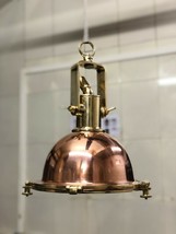 Antique Nautical Copper &amp; Brass Metal Ceiling Pendant Hanging Light Lot Of 10 - £1,521.22 GBP