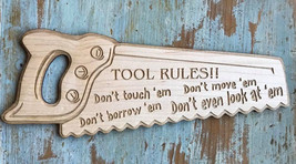 Personalized Gift: Tool Rules Handsaw Shaped Sign / Tools / Construction - £22.31 GBP