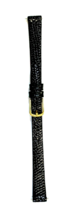Speidel Express 10mm Black Leather Lizard Grain Watch Band With Gold-ton... - $15.48