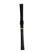 Speidel Express 10mm Black Leather Lizard Grain Watch Band With Gold-ton... - $21.23 CAD