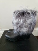 Sorel Park City Lux Short Wedge Waterproof Leather Boots Fur in Black $3... - $98.99