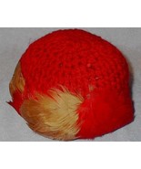 Vintage Women's Dress Up Red Knitted or Crochet Feather Hat