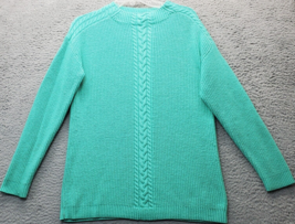 Talbots Sweater Womens Medium Green Knit Long Raglan Sleeve Crew Neck Pu... - $27.73