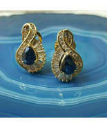 3,10 CT Simulierte Saphir- Und Diamant-Omega-Back-Ohrringe 14K Gelbvergo... - €46,51 EUR