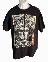 DOM Joker Candy Skull Print Short Sleeve T Shirt Black XL - £8.70 GBP