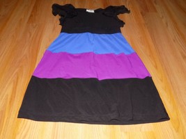 Size 10 Runs Small Rare Editions Tiered Tunic Dress Black Blue Magenta Pink GUC - £12.64 GBP