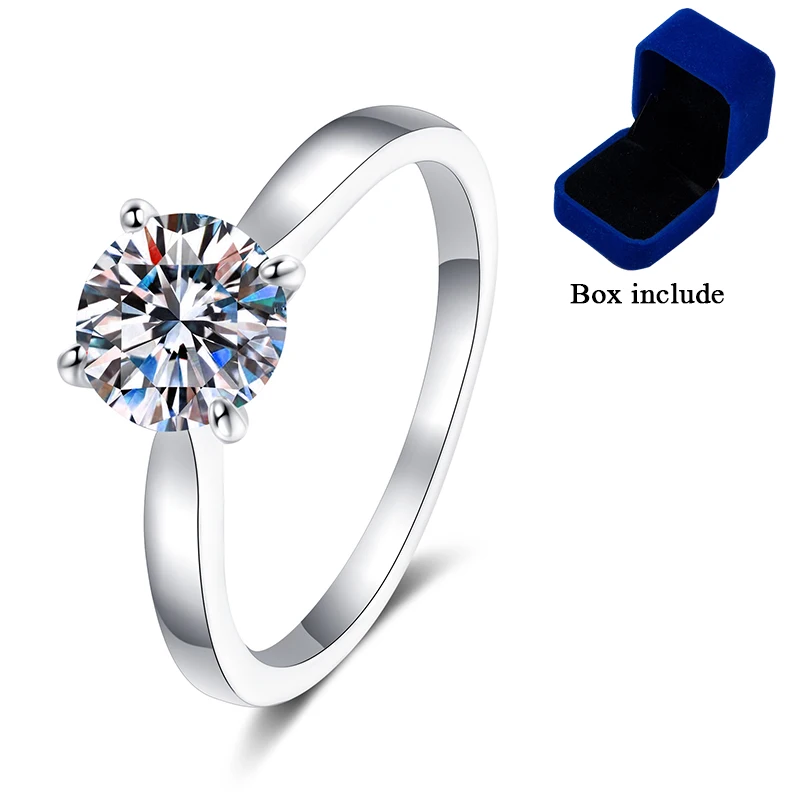 Certified Moissanite Engagement Rings For Women 1CT 2CT Round Brilliant Lab Diam - £60.69 GBP
