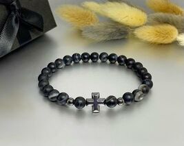 Author's Work New Unisex Bracelet, Natural Stone Black Agate, Hematite - $60.00