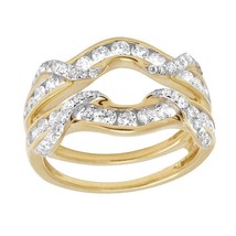 1.2ct Natural Moissanite 14K Yellow Gold Plated Silver Enhancer Ring Jacket Wrap - £110.31 GBP