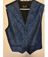 Scully Vest Mens M Blue Black Western Paisley Jacquard Brocade Dressy Fo... - €55,41 EUR Scully Vest Mens M Blue Black Western Paisley Jacquard Brocade Dressy Fo... - €55,41 EUR