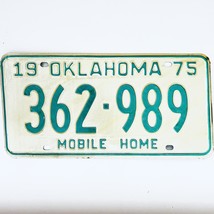 1975 United States Oklahoma Base Mobile Home License Plate 362-989 - £14.74 GBP
