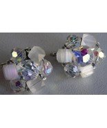 Vintage Crystal Cluster Clip on &quot;Laguna&quot; Earrings Signed - £5.10 GBP