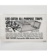 1969 Trap Factory Live Catch All Purpose Advertisement Varmint Control E91H - $27.41 CAD