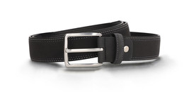 Mens belt vegan nubuck black square silver buckle adjustable fashion ele... - £36.94 GBP