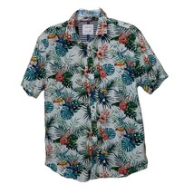 Denim &amp; Flower Ricky Singh Button Up Shirt Mens Large Tropical Flower Bird - $22.00