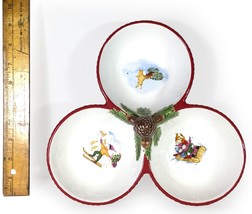 Kate Williams Divided Trio Christmas Holiday Candy &amp; Nuts Snacks Party Dish - $13.98