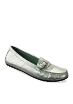 NEW DAVID TATE SILVER LEATHER MOCCASIN SIZE 8 W  WIDE $105 - $69.99