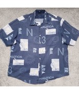 Nautica Men&#39;s Blue X-Large Cotton Button-Down Short Sleeve Shirt - £16.52 GBP
