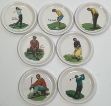 Wilson Golf 4&quot; Mini Collector Plates Trinket Dish Coasters Set of 7 Vintage Lot - £18.00 GBP