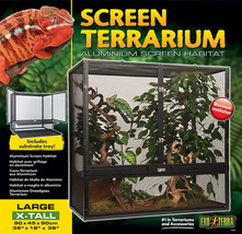 Exo Terra Screen Terrarium Aluminum Screen Habitat Large X-Tall for Reptiles 1 c - £238.98 GBP