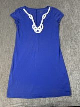 Lilly Pulitzer Dress Womens Medium Brewster Blue Pima Cotton Resort Beac... - $34.64