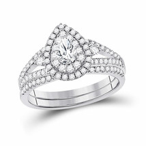 Authenticity Guarantee 
14kt White Gold Pear Diamond Bridal Wedding Ring Band... - £1,507.59 GBP