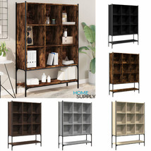Industrial Wooden Large Open Bookcase Book Cabinet Shelving Storage Unit Wood - £118.85 GBP+