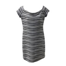 Brat Star Womens Bodycon Dress Black White Mini Striped Stretch Off Shoulder XL - £14.22 GBP