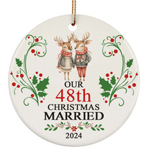 Our 48th Years Christmas Married Ornament Gift 48 Anniversary Reindeer Couple - $15.79