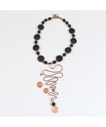 Modern Black beads &amp; Copper Statement Necklace 16&quot; - $278.20 MXN