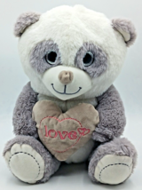 15&quot; Tall Gray White Teddy Bear with Love Heart Plush Stuffed Animal - £10.27 GBP