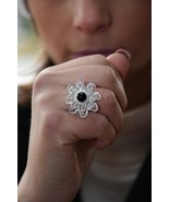 Evita Flower Shaped Silver Filigree Ring - £133.66 GBP
