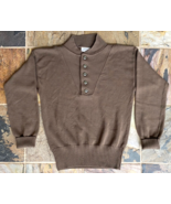 Vintage High Neck Henley Sweater Men L Buttons Made in USA - Olive Green... - €64,19 EUR