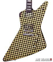 Rick Nielsen-Yellow/ Noir Carreaux Explorer 1:4 Réplique Guitare~ Hache ... - £25.59 GBP