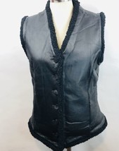 IDEA NUOVA Vest Womens M/L  Black 100% Genuine Suede Leather Biker Sherpa Inside - £20.14 GBP