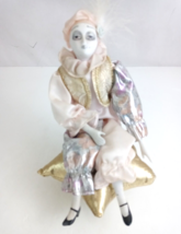 Vintage Porcelain Bone China Harlequin Jester Music Box 8.5&quot; Tall Works - £10.84 GBP