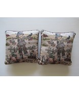 Lot of 2 Autumn Season Greg Giordano Tapestry Scarecrow Pillows with Cat... - £11.99 GBP