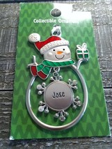 Christmas Snowman Rare Personalize &quot;Jose&quot; Collectable Silver Ornament Ga... - £12.01 GBP