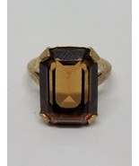 Vintage 10k Gold Filled GF Smokey Quartz Ring Size 7 - £31.45 GBP