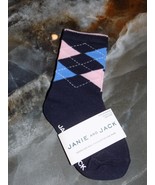 Janie &amp; Jack Argyle Plaid Navy Pink Print Crew Dress Socks Size 12/24 Mo... - £7.84 GBP