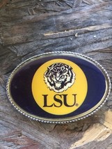 New LSU Tigers Belt Buckle Silver Louisiana State NCAA Acrylic￼￼ - £8.52 GBP