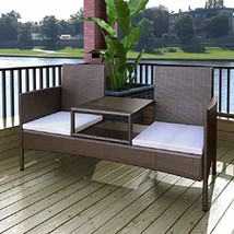 vidaXL 2-Seater Garden Sofa with Tea Table,Patio Furniture Perfect for Front Por - £177.80 GBP