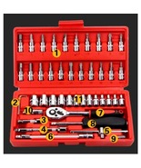46-Piece 1/4" Drive Socket &amp; Bit Ratchet Tool Set – Automotive &amp; Home Re... - $28.94