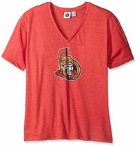 NHL Ottawa Senators Women&#39;s Short Sleeve Heather V-Neck T-Shirt Red 1XL ... - $11.99