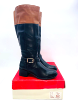 Style &amp; Co Venesa Faux Leather Tall Boots- Black / Barrel , Size US 5.5M - $29.69