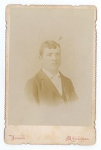 Antique Circa 1880s Cabinet Card Janson Handsome Young Man in Suit Milwaukee, WI - £7.56 GBP