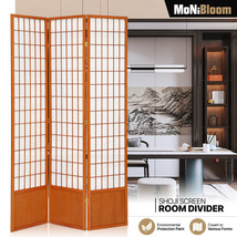 3 Panel Folding Partition Room Divider Shoji Privacy Fabric Screen W/Wood Baffle - £114.33 GBP