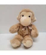 Vintage 1988 Kinder Gund 10&quot; Plush Brown Rattle Bunky Monkey Ribbon Bow - $39.50