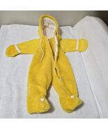 Vintage 1950s Baby Snow Suit Yellow White Fuzzy Hooded Unisex 0-3 Months - $582.07 MXN